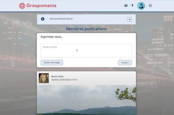 Capture d'écran du projet : Groupomania